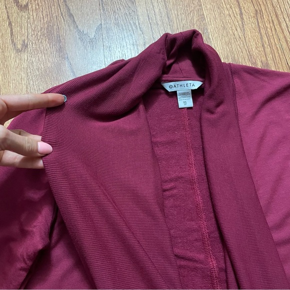 Athleta Pranayama Modal Wrap Coffeeberry Red Open Cardigan Sweater size XS - Picture 7 of 16